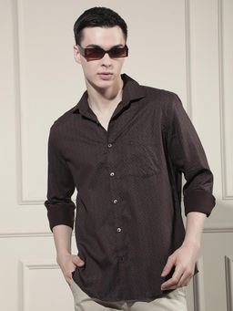 CRIMSOUNE CLUB - Men's Brown Printed Shirt