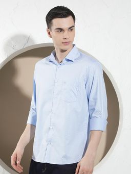 CRIMSOUNE CLUB - Men's Blue Printed Shirt