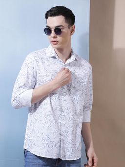 CRIMSOUNE CLUB - Men's White Floral Print Shirt