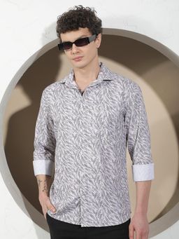 CRIMSOUNE CLUB - Men's Grey Floral Print Shirt