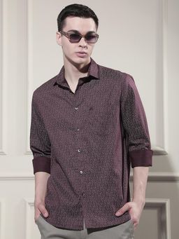 CRIMSOUNE CLUB - Men's Wine Printed Shirt