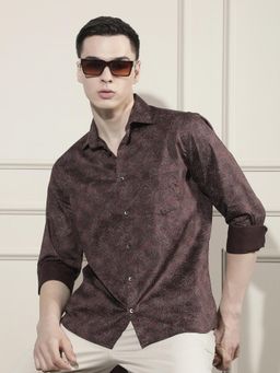 CRIMSOUNE CLUB - Men's Wine Print Shirt