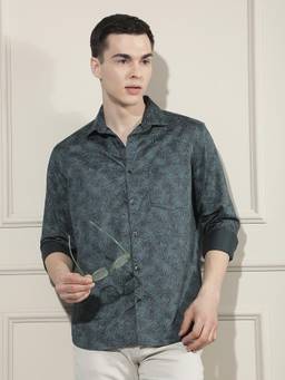 CRIMSOUNE CLUB - Men's Green Print Shirt