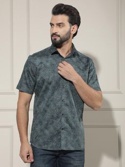 CRIMSOUNE CLUB - Men's Green Print Shirt