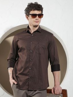 CRIMSOUNE CLUB - Men's Brown Printed Shirt