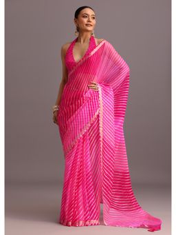 KALKI FASHION - Women Pink Cotton Printed Saree with Unstitched Blouse