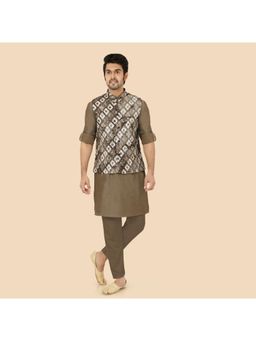 ETHNIKS NEURON - Mens Rajneeti Kurta Pant With Nehru Jacket - Olive