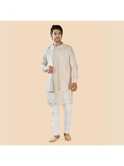 ETHNIKS NEURON - Mens Rajneeti Kurta Pant With Nehru Jacket - Cream
