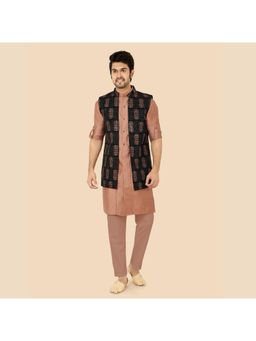 ETHNIKS NEURON - Mens Rajneeti Kurta Pant With Nehru Jacket - Copper