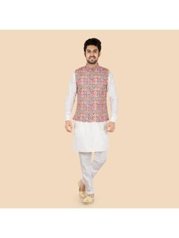 ETHNIKS NEURON - Mens Rajneeti Kurta Pant With Nehru Jacket - White