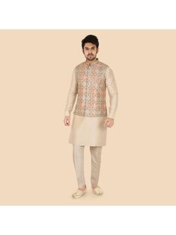 ETHNIKS NEURON - Mens Rajneeti Kurta Pant With Nehru Jacket - Beige