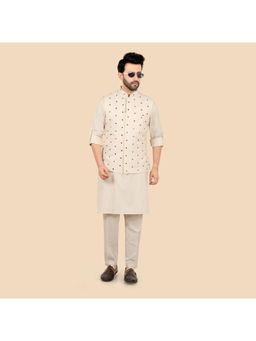 ETHNIKS NEURON - Mens Rajneeti Kurta Pant With Nehru Jacket - Cream