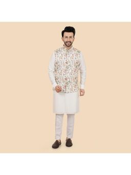 ETHNIKS NEURON - Mens Rajneeti Kurta Pant With Nehru Jacket - Cream