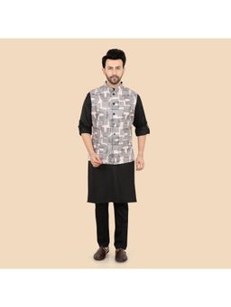 ETHNIKS NEURON - Mens Rajneeti Kurta Pant With Nehru Jacket - Black