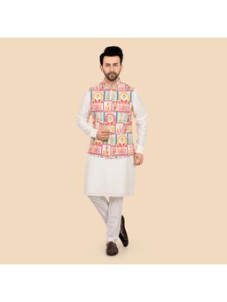 ETHNIKS NEURON - Mens Rajneeti Kurta Pant With Nehru Jacket - Cream