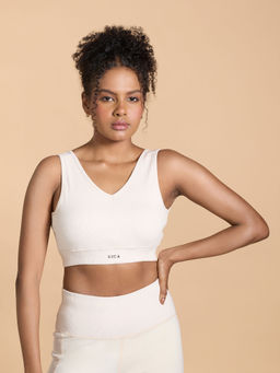 Kica - Low Support Ribbed Cotton Sports Bra For Yoga