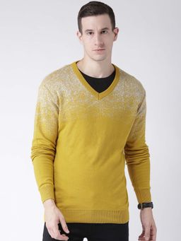 Club York - Men Mustard Yellow Printed Pullover