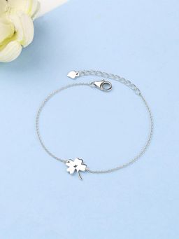 Ornate Jewels - 925 Sterling Silver Adjustable Leaf Clover Bracelet for Women Girls One Size