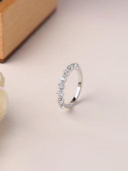 Ornate Jewels - 925 Silver American Diamond Nine Stone Ring For Women & Girls