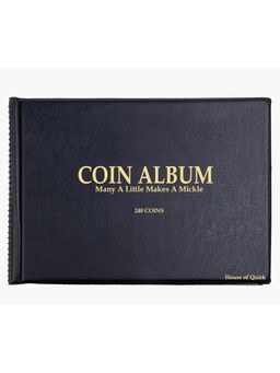 House of Quirk - 240 Pockets Coin Holder Album Book for Collectors Money Penny Pocket (Black)