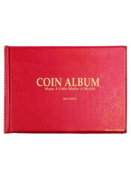 House of Quirk - 240 Pockets Coin Holder Album Book for Collectors Money Penny Pocket (Red)
