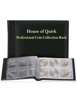 House of Quirk - 60 Pockets Coin Holder Album Book For Collectors Money Penny Pocket (Black)