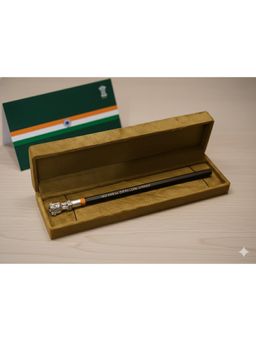 SABERA - National Emblem Ashoka Lion Pencil Topper in Brass with Silver Polish