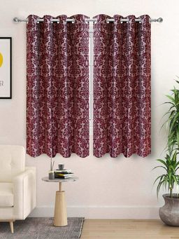 Saral Home - Royalty Cotton Maroon 100% Blackout Curtain (Pack Of 2)