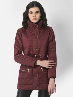 CRIMSOUNE CLUB - Women Polished Maroon Padded Jacket