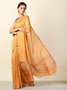 Fabindia - Linen Silk Checks Sari