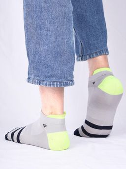 Footprints - Grey Organic Cotton Bamboo Anti Slip Silicon Grip Ankle Socks