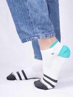 Footprints - White Organic Cotton Bamboo Anti Slip Silicon Grip Ankle Socks