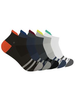 Footprints - Multi-Colour Organic Cotton Bamboo Anti Slip Silicon Grip Ankle Socks (Pack Of 5)