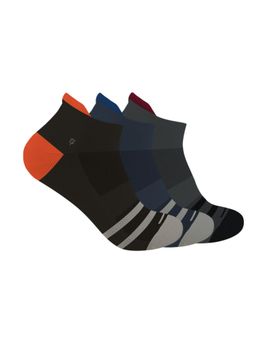 Footprints - Multi-Colour Organic Cotton Bamboo Anti Slip Silicon Grip Ankle Socks (Pack Of 3)