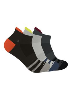 Footprints - Multi-Colour Organic Cotton Bamboo Anti Slip Silicon Grip Ankle Socks (Pack Of 3)