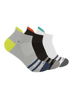 Footprints - Multi-Colour Organic Cotton Bamboo Anti Slip Silicon Grip Ankle Socks (Pack Of 3)