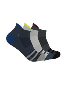 Footprints - Multi-Colour Organic Cotton Bamboo Anti Slip Silicon Grip Ankle Socks (Pack Of 3)