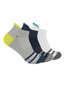 Footprints - Multi-Colour Organic Cotton Bamboo Anti Slip Silicon Grip Ankle Socks (Pack Of 3)