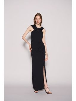 Lipsy - Black Drape Bardot Maxi