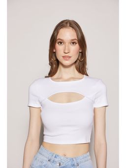 TALLY WEiJL - White Cut Out Cropped Top
