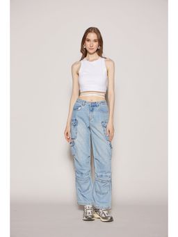 TALLY WEiJL - White Cropped Tank With Waist Tie