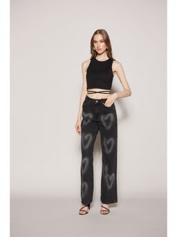 TALLY WEiJL - Black Cropped Tank With Waist Tie