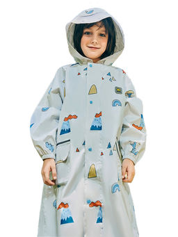 Little Surprise Box - Cream Woodland Volcano Raincoat for Kids
