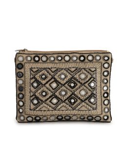 The Purple Sack - Brown Mirrorwork Sling Bag