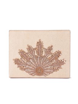 The Purple Sack - Beige Embellished Clutch