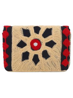 The Purple Sack - Black Embroidered Clutch