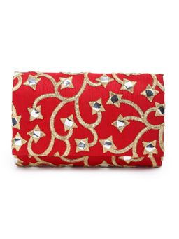 The Purple Sack - Red Mirrorwork Clutch