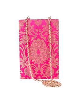 The Purple Sack - Rani Pink Brocade Clutch