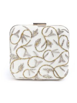 The Purple Sack - White Square Vino Design Clutch