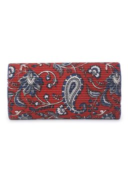 The Purple Sack - Red Block Print Envelope Clutch